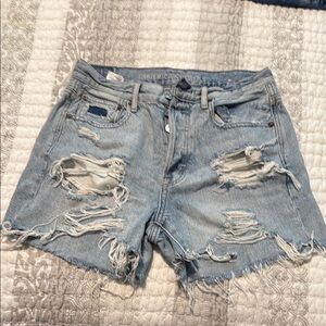 American Eagle Outfitters Distressed Denim Shorts - Light Blue